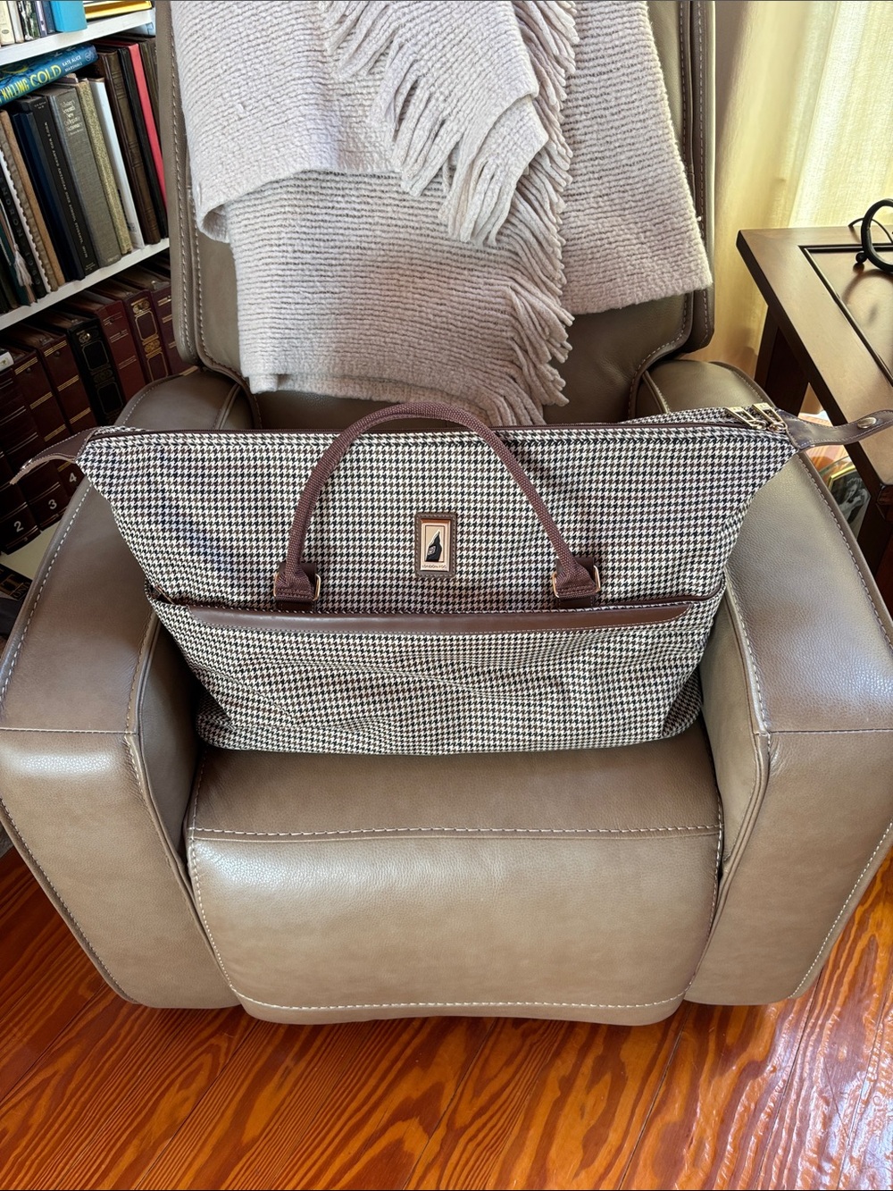 London Fog Houndstooth Travel Bag - Brown and Black